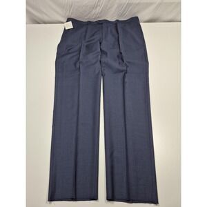 Rossetti Uomo Wool Pants Mens 46x36 Blue Super 150s Flat Front Unhemmed